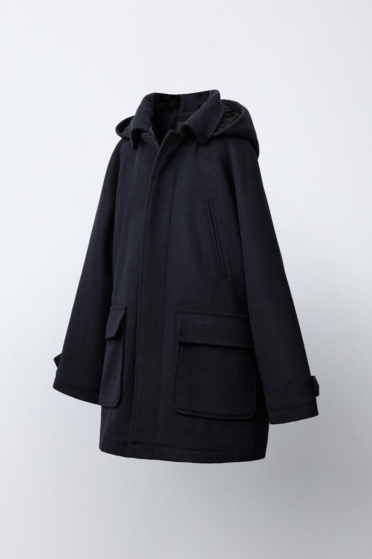 WOOL BLEND TRENCH - NAVY BLUE