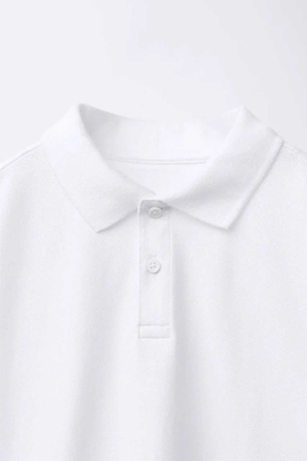 PIQUE COTTON SHORT SLEEVE POLO - WHITE