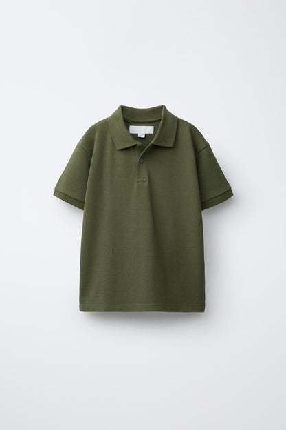 PIQUE COTTON SHORT SLEEVE POLO - MUSK GREEN