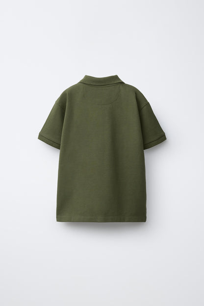 PIQUE COTTON SHORT SLEEVE POLO - MUSK GREEN