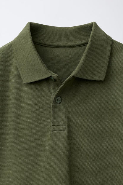 PIQUE COTTON SHORT SLEEVE POLO - MUSK GREEN