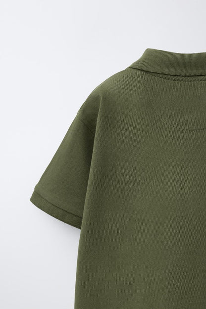 PIQUE COTTON SHORT SLEEVE POLO - MUSK GREEN