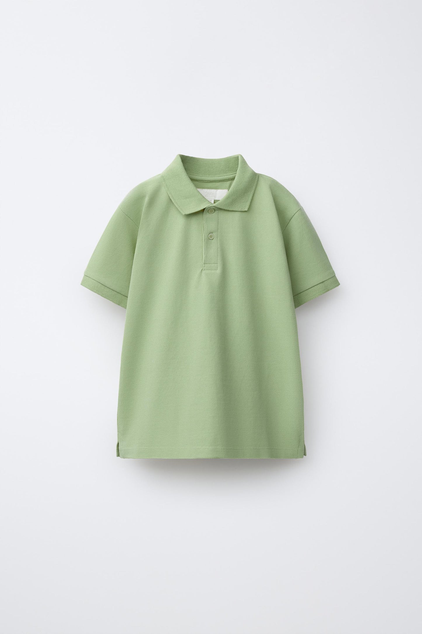 PIQUE COTTON SHORT SLEEVE POLO - LIGHT GREEN
