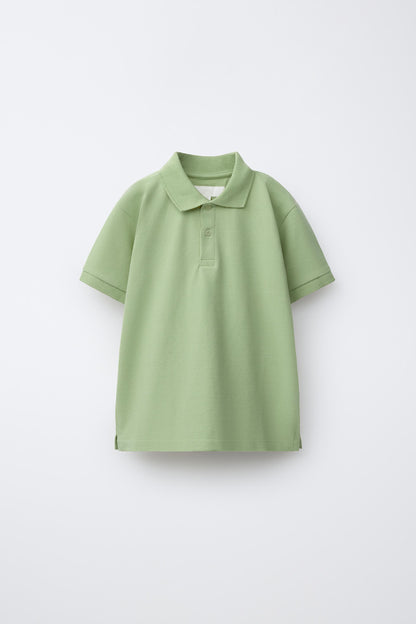 PIQUE COTTON SHORT SLEEVE POLO - LIGHT GREEN