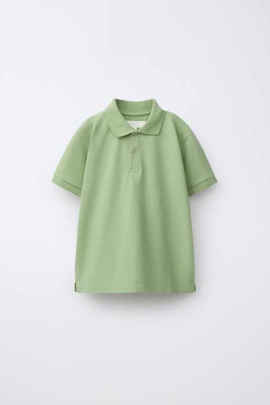 PIQUE COTTON SHORT SLEEVE POLO - LIGHT GREEN