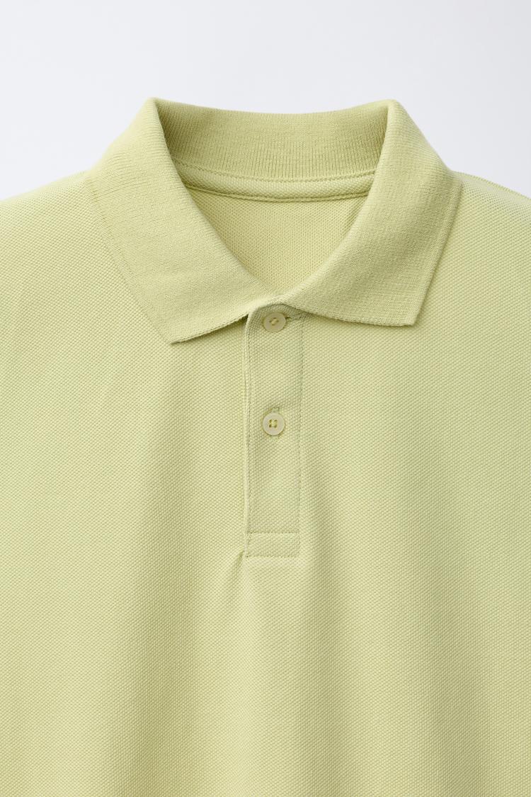 PIQUE COTTON SHORT SLEEVE POLO - PALE YELLOW