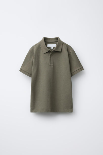 PIQUE COTTON SHORT SLEEVE POLO - OLIVE GREEN