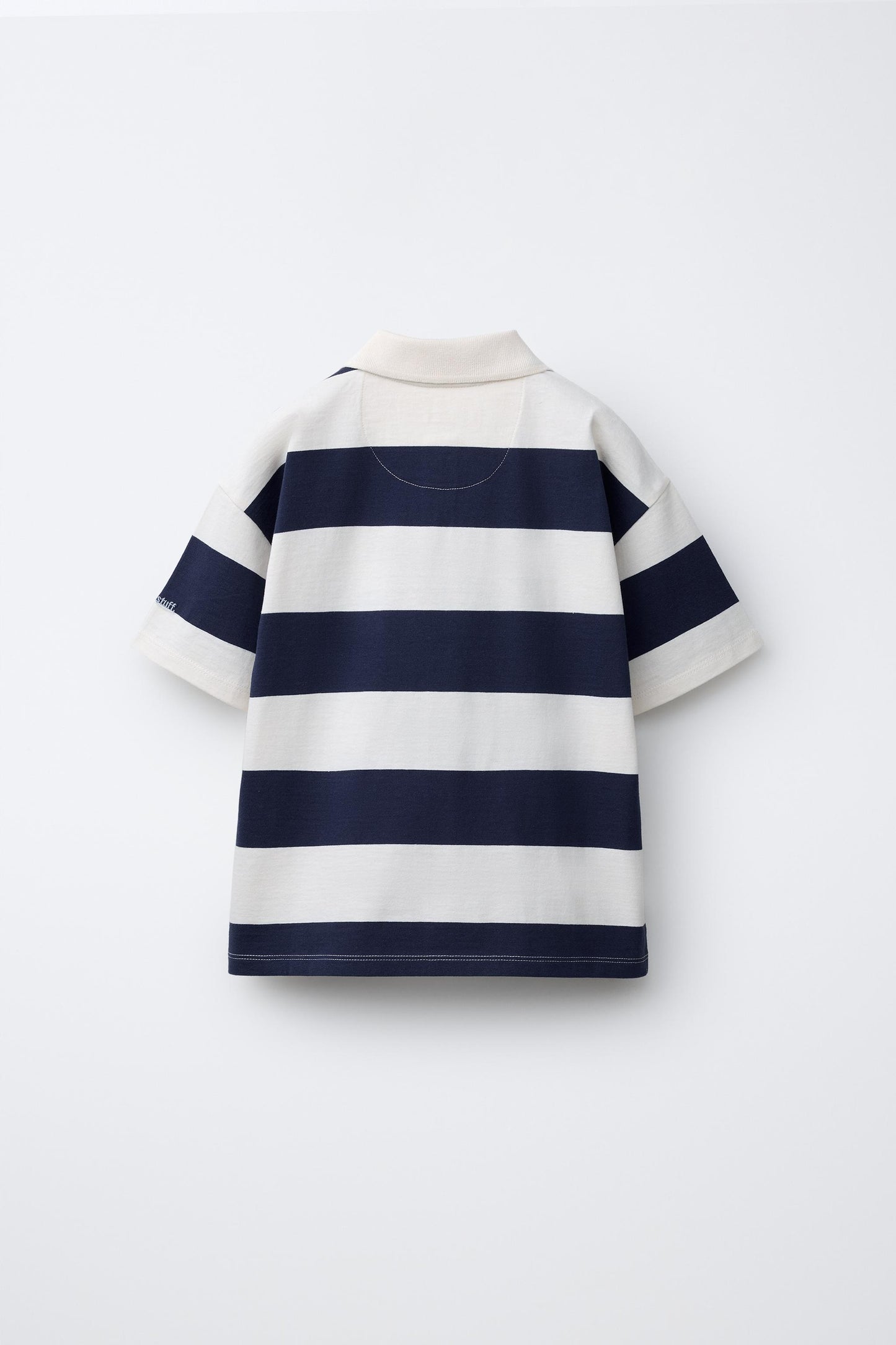 OVERSIZED STRIPED POLO - WHITE-NAVY