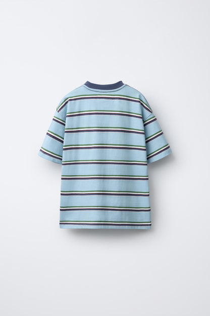 BLOCK STRIPE SHORT SLEEVE - SEA