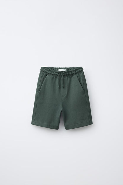 ACTIVE COTTON SHORTS - FOREST GREEN