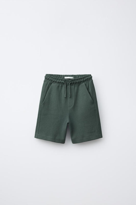 ACTIVE COTTON SHORTS - FOREST GREEN