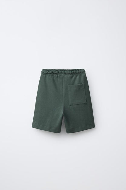ACTIVE COTTON SHORTS - FOREST GREEN