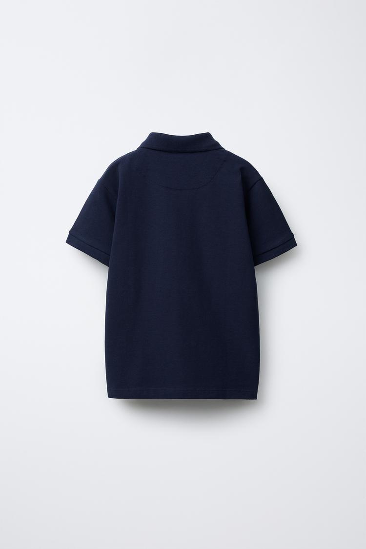PIQUE COTTON SHORT SLEEVE POLO - NAVY