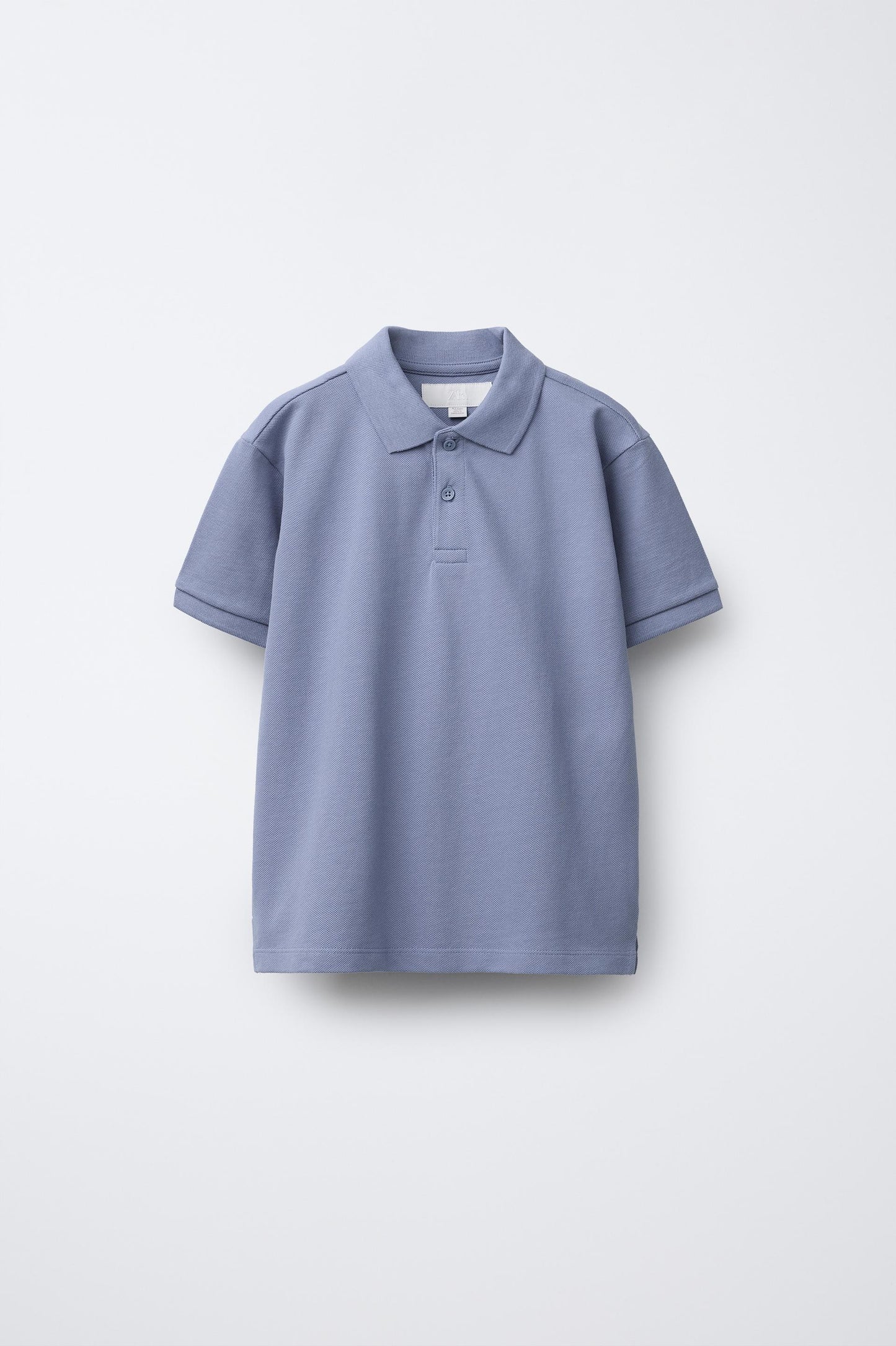 PIQUE COTTON SHORT SLEEVE POLO - PALE BLUE