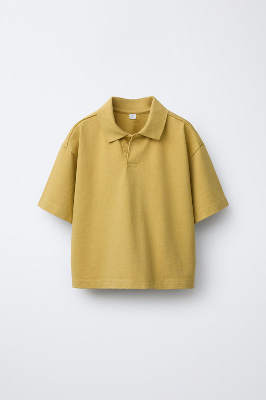RELAXED OPEN COLLAR POLO - PALE ORANGE