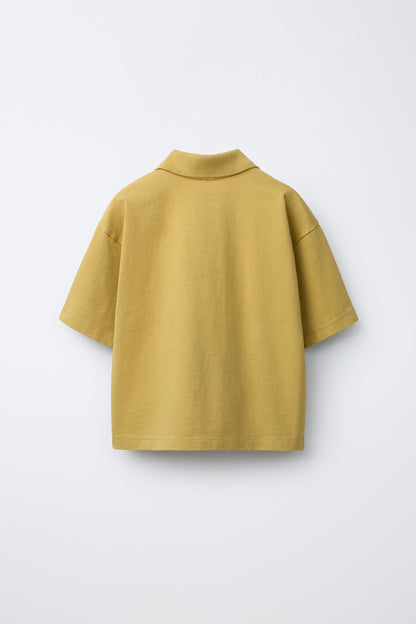 RELAXED OPEN COLLAR POLO - PALE ORANGE