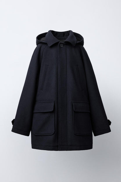 WOOL BLEND TRENCH - NAVY BLUE