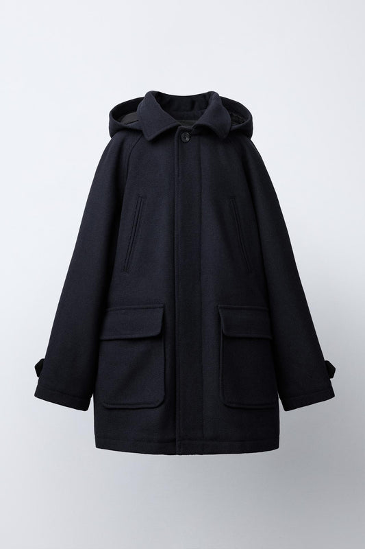 WOOL BLEND TRENCH - NAVY BLUE