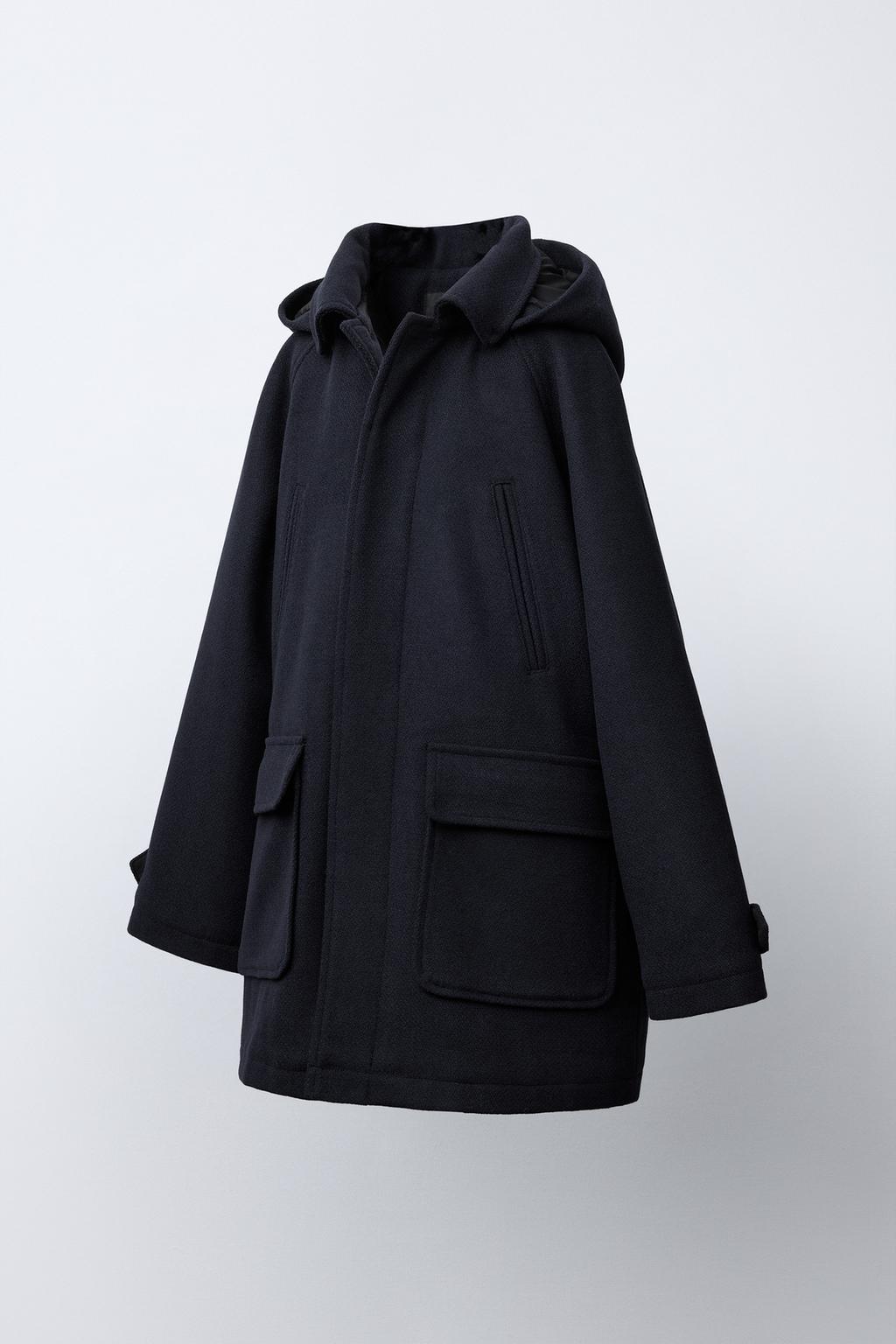 WOOL BLEND TRENCH - NAVY BLUE
