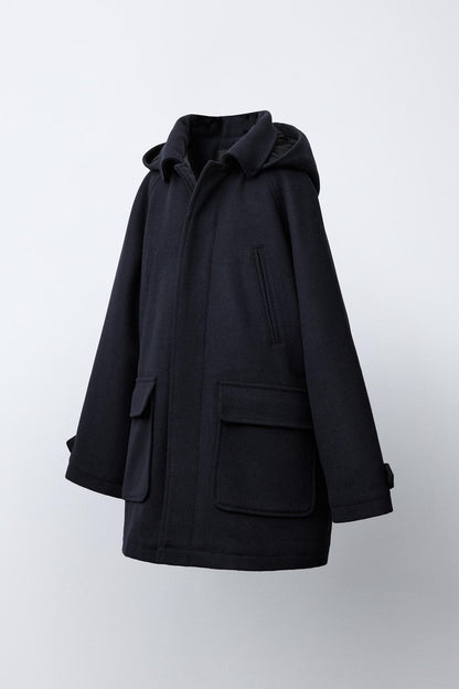WOOL BLEND TRENCH - NAVY BLUE