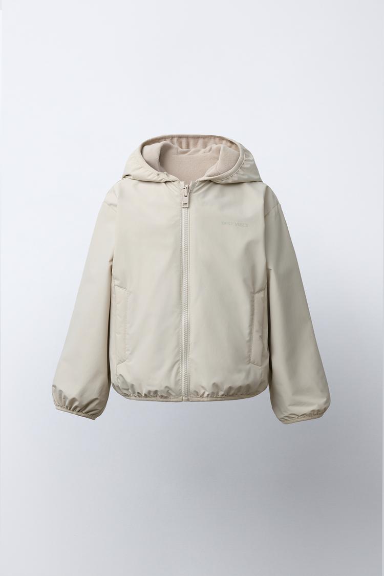 REVERSIBLE NYLON FLEECE JACKET - CREAM