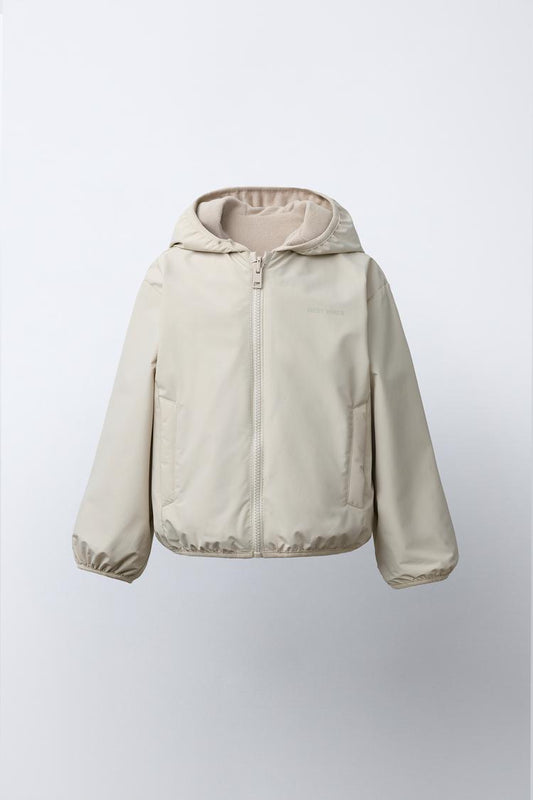 REVERSIBLE NYLON FLEECE JACKET - CREAM