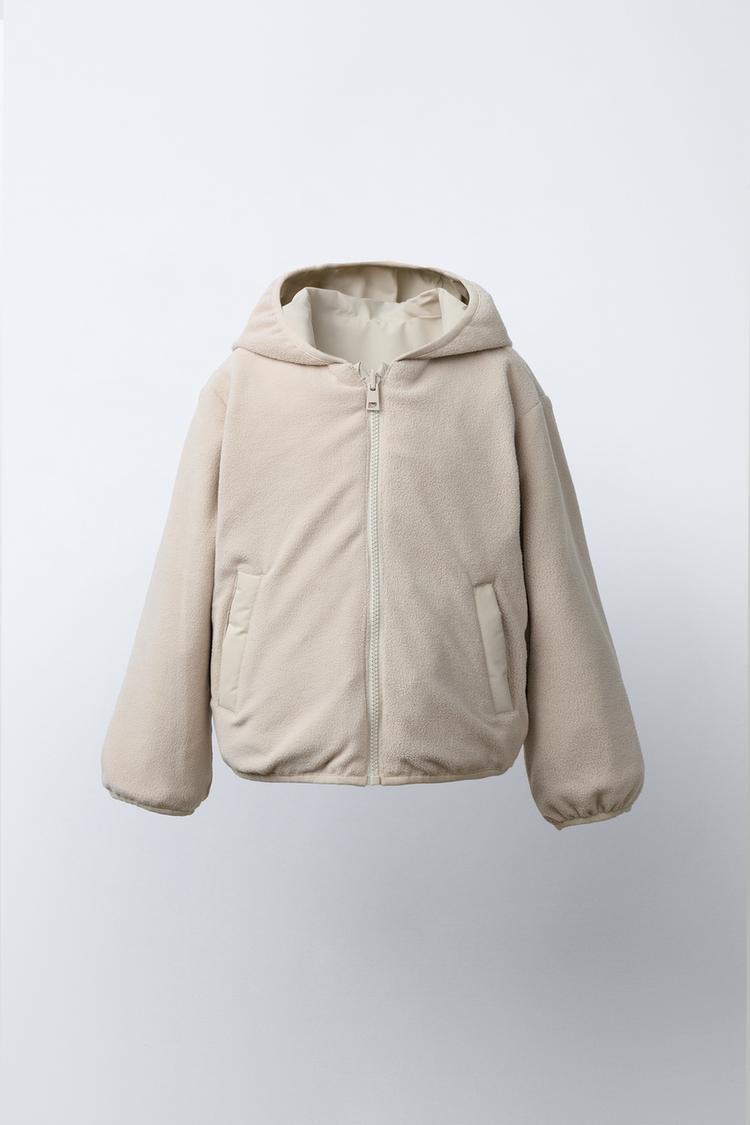 REVERSIBLE NYLON FLEECE JACKET - CREAM
