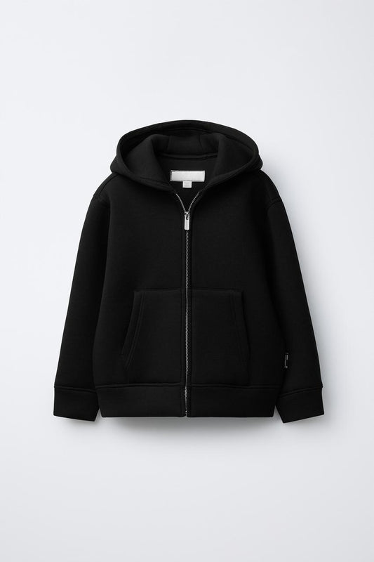 ZIP UP HOODIE - BLACK