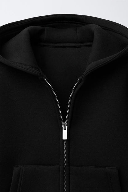 ZIP UP HOODIE - BLACK