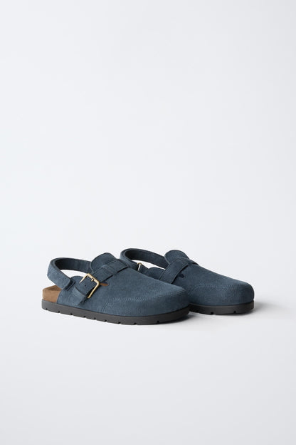 CORK FOOTBED SANDALS - NAVY