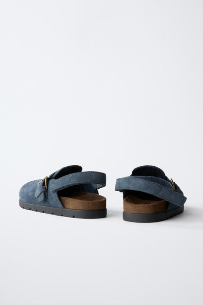 CORK FOOTBED SANDALS - NAVY