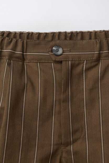 RELAXED PINSTRIPE SHORTS - BROWN